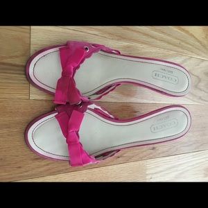 Coach pink suede kitten heels.